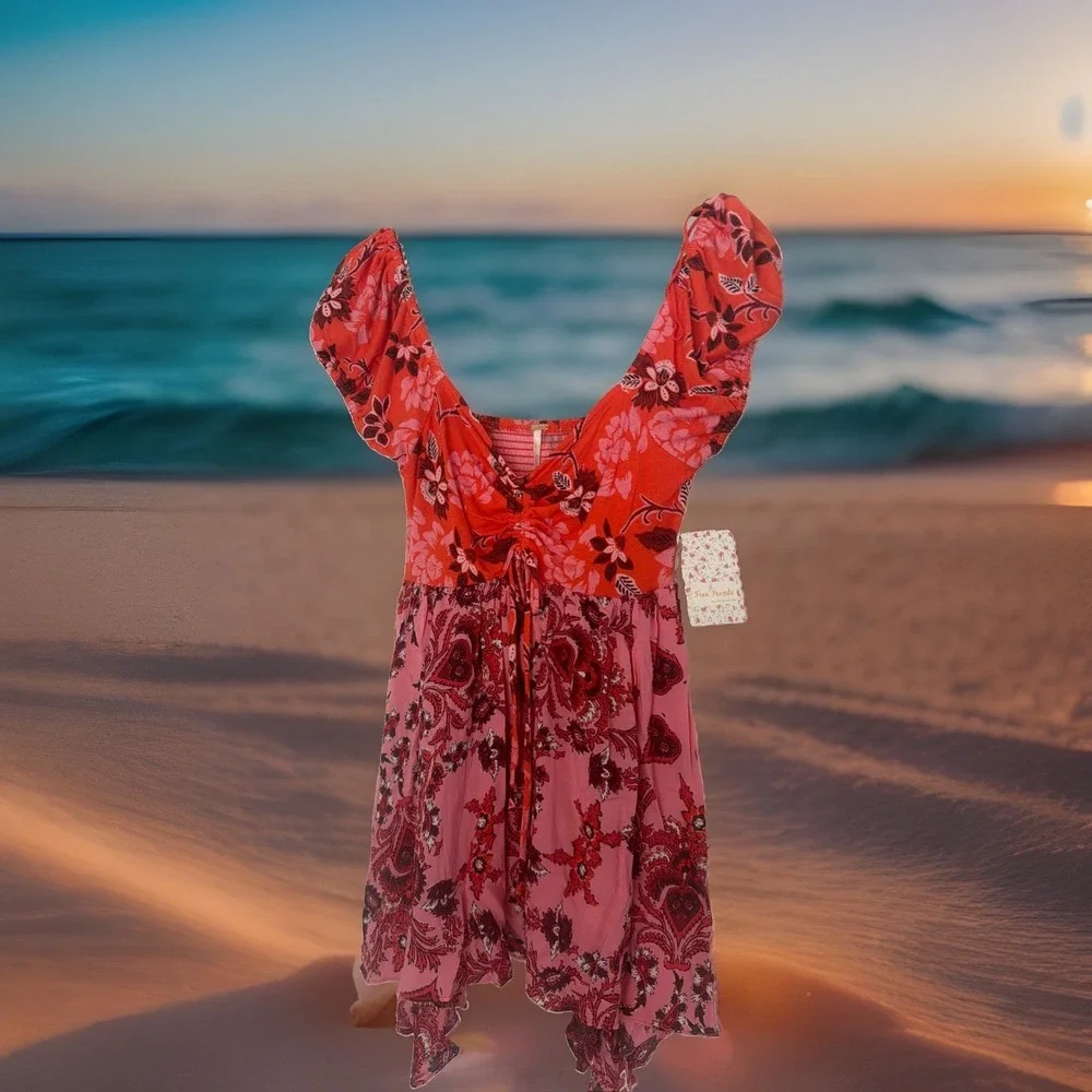 NWT Free People La Bamba Babydoll Hawaiian XS Tropical Babydoll Top Shirt $78